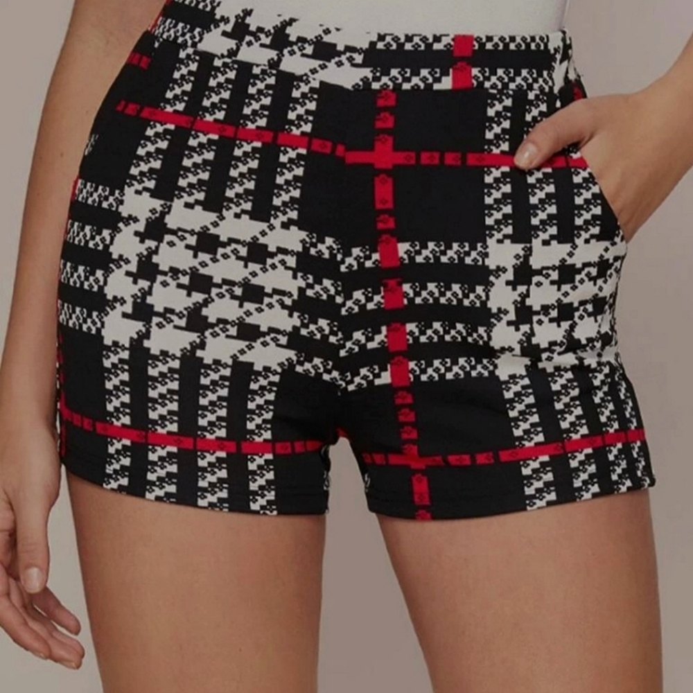 Plaid High-Rise Shorts